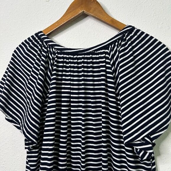 Chaps Ralph Lauren V Neck Navy Blue White Striped Nautical Top Women’s Size 2X - Picture 10 of 16